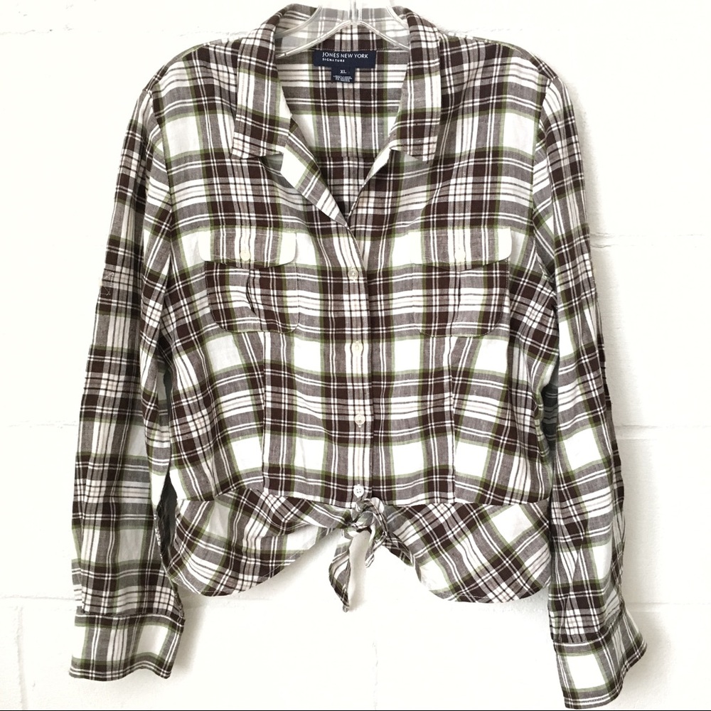Jones New York Women's XL Button Up Shirt Plaid